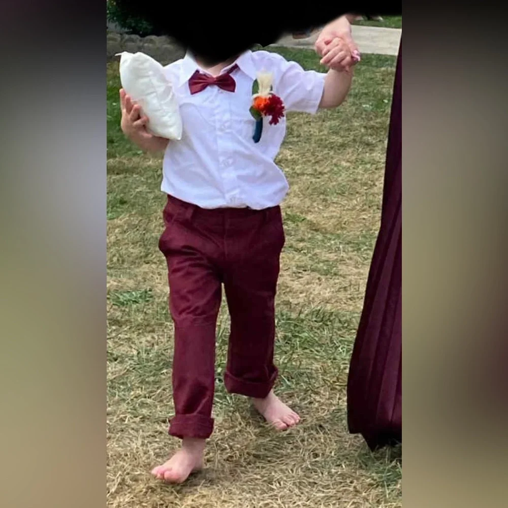 Pre Tied Kids Toddler Adjustable Bow Tie Burgundy Maroon Wedding Party Boys